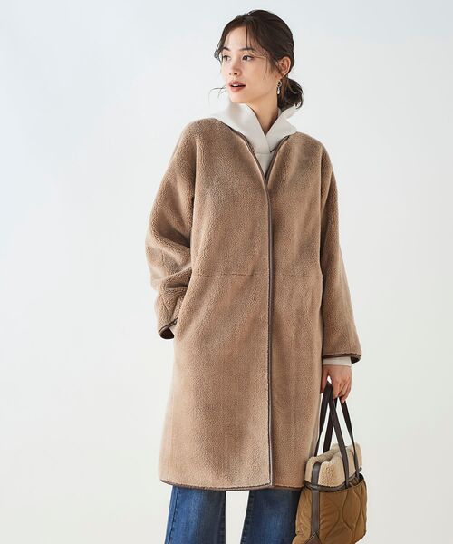 le.coeur blanc（ルクールブラン）の「リバーシブルフェイクムートンコート（ムートンコート・レディース・アイボリー/キャメル・38/36）」の19枚目の写真