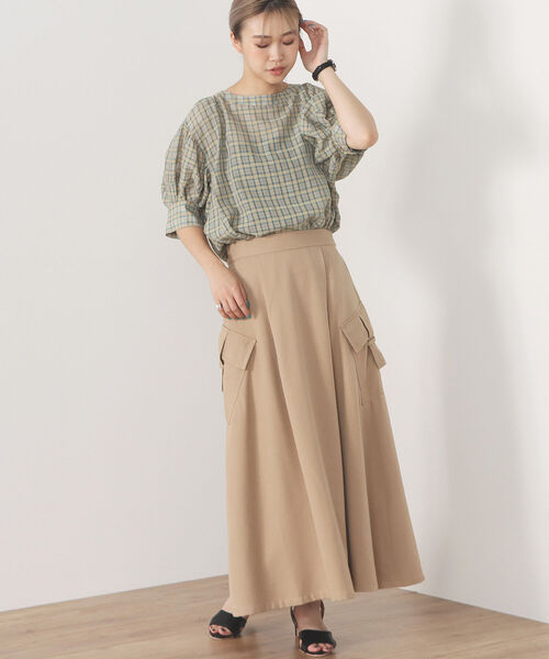 BEAMS HEART（ビームスハート）の「BEAMS HEART / アウトポケット フレアスカート（スカート・レディース・ベージュ/オリーブ/ネイビー・FREE）」の8枚目の写真