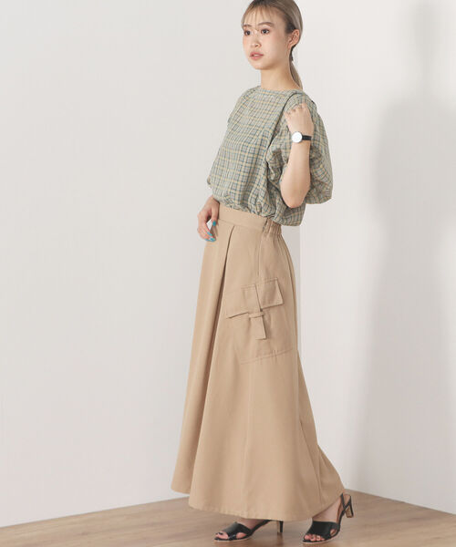 BEAMS HEART（ビームスハート）の「BEAMS HEART / アウトポケット フレアスカート（スカート・レディース・ベージュ/オリーブ/ネイビー・FREE）」の9枚目の写真