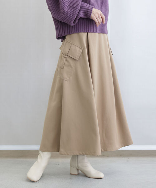 BEAMS HEART（ビームスハート）の「BEAMS HEART / アウトポケット フレアスカート（スカート・レディース・ベージュ/オリーブ/ネイビー・FREE）」の11枚目の写真