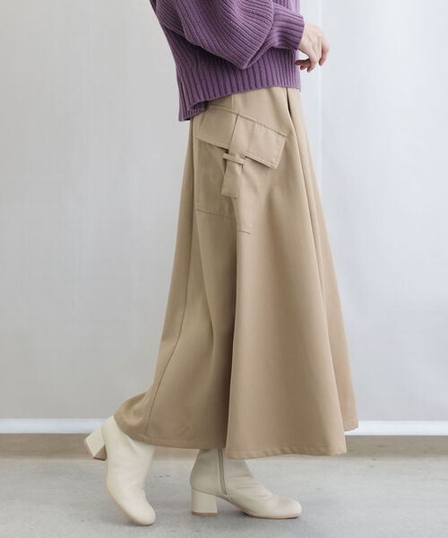 BEAMS HEART（ビームスハート）の「BEAMS HEART / アウトポケット フレアスカート（スカート・レディース・ベージュ/オリーブ/ネイビー・FREE）」の12枚目の写真