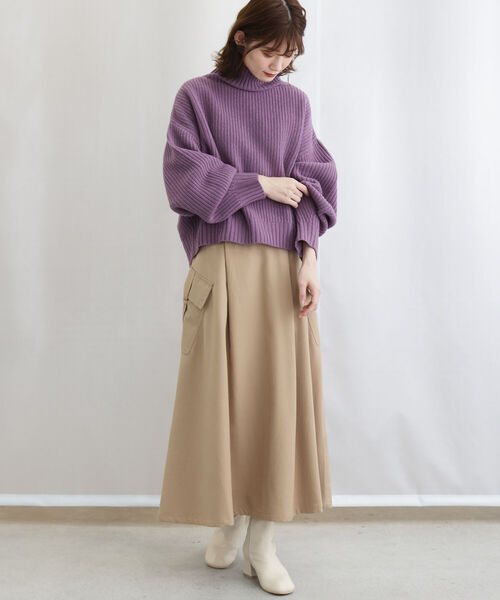 BEAMS HEART（ビームスハート）の「BEAMS HEART / アウトポケット フレアスカート（スカート・レディース・ベージュ/オリーブ/ネイビー・FREE）」の14枚目の写真