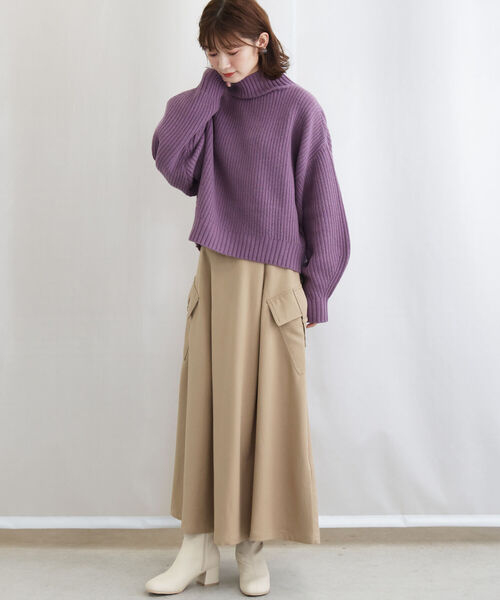 BEAMS HEART（ビームスハート）の「BEAMS HEART / アウトポケット フレアスカート（スカート・レディース・ベージュ/オリーブ/ネイビー・FREE）」の15枚目の写真