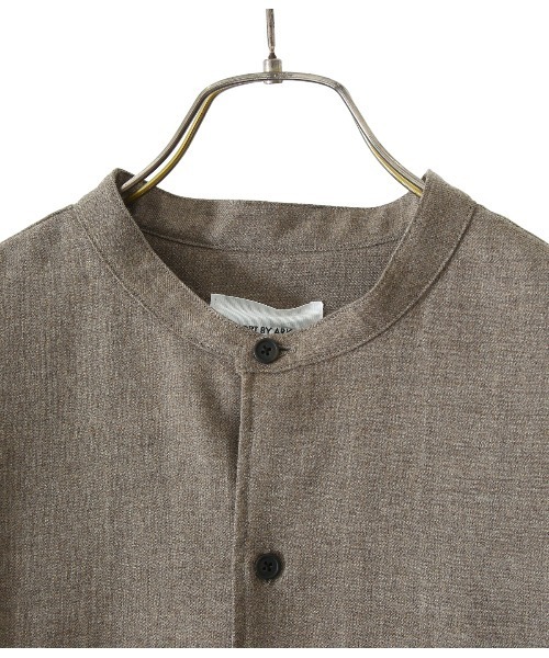 PORT BY ARK（ポートバイアーク）の「PORT BY ARK / ポートバイアーク：Long cuffs Band Collar Shirt：PO10-SH001[COR]（シャツ/ブラウス・メンズ・チャコール/グレー系その他・2/1）」の7枚目の写真