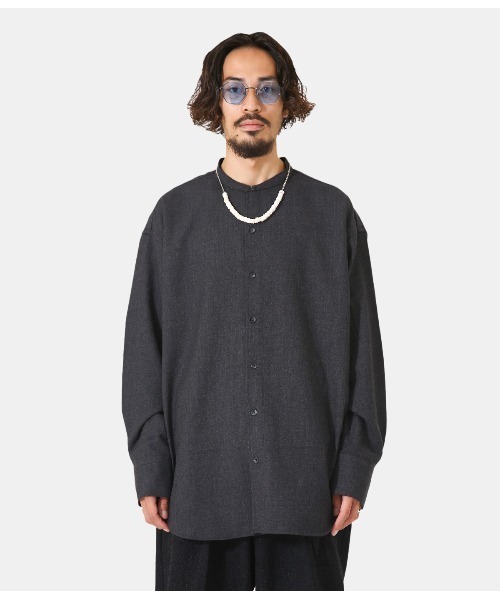 PORT BY ARK（ポートバイアーク）の「PORT BY ARK / ポートバイアーク：Long cuffs Band Collar Shirt：PO10-SH001[COR]（シャツ/ブラウス・メンズ・チャコール/グレー系その他・2/1）」の21枚目の写真