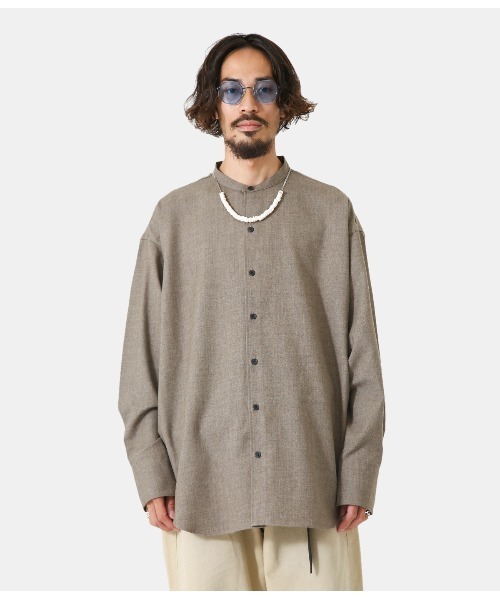 PORT BY ARK（ポートバイアーク）の「PORT BY ARK / ポートバイアーク：Long cuffs Band Collar Shirt：PO10-SH001[COR]（シャツ/ブラウス・メンズ・チャコール/グレー系その他・2/1）」の11枚目の写真