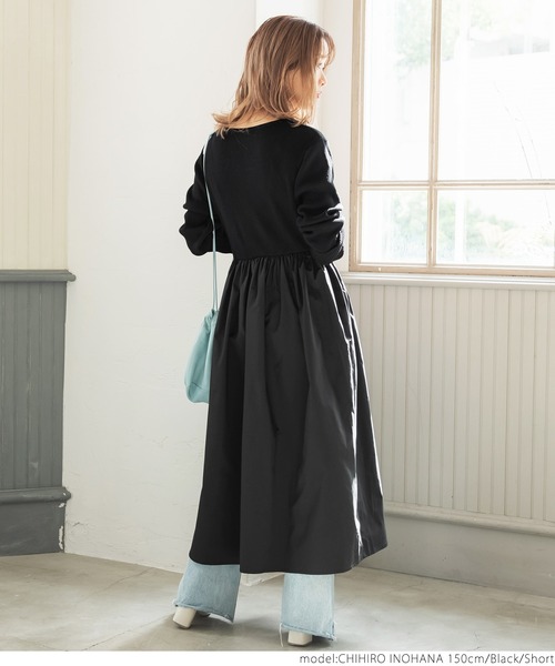 coca(coca)(コカ)の「異素材切り替えリブニットワンピース(ワンピース・レディース・ブラック・SHORT/LONG)」の12枚目の写真