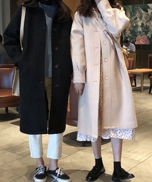 FRP（エフアールピー）の「YUGA 　シングルボタン　コート（ステンカラーコート・レディース・ブラック/オフホワイト・S/XL/M/L）」の2枚目の写真