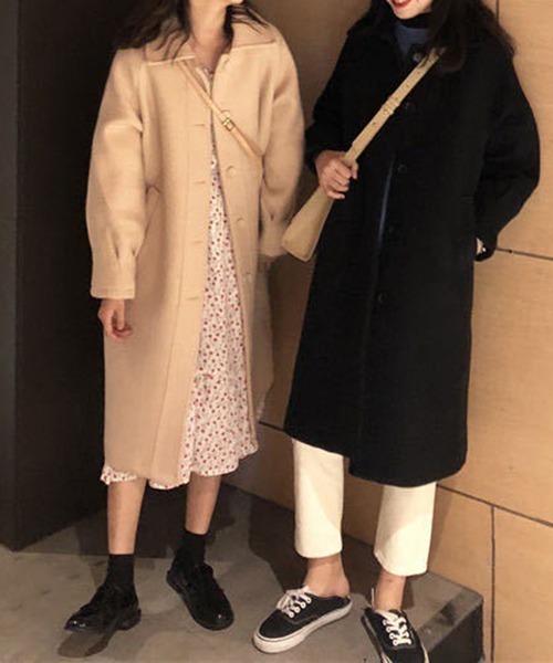 FRP（エフアールピー）の「YUGA 　シングルボタン　コート（ステンカラーコート・レディース・ブラック/オフホワイト・S/XL/M/L）」の5枚目の写真