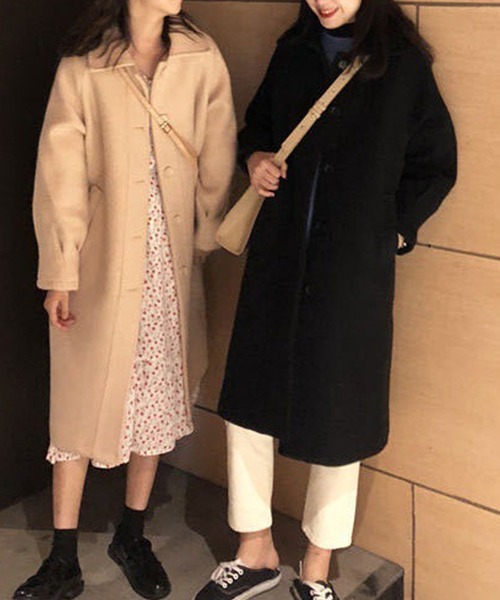 FRP（エフアールピー）の「YUGA 　シングルボタン　コート（ステンカラーコート・レディース・ブラック/オフホワイト・S/XL/M/L）」の3枚目の写真