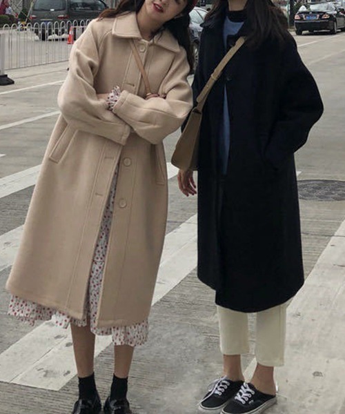 FRP（エフアールピー）の「YUGA 　シングルボタン　コート（ステンカラーコート・レディース・ブラック/オフホワイト・S/XL/M/L）」の6枚目の写真