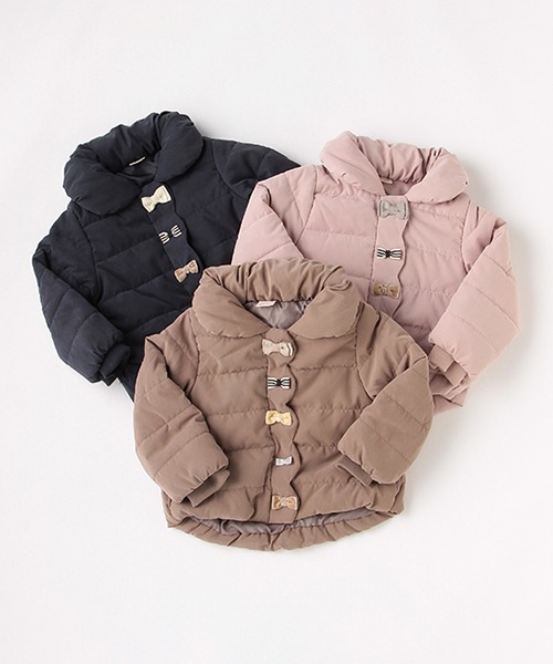 petit main（プティマイン）の「中綿リボンジャケット（ブルゾン・キッズ・ライトピンク/モカ/ネイビー・80ｃｍ/90cm/100cm/110cm/120cm/130cm）」の19枚目の写真