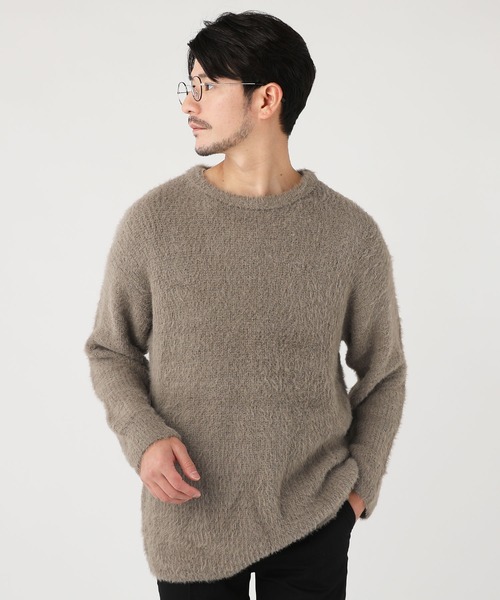 リラックスシルエットクルーネックシャギーニット