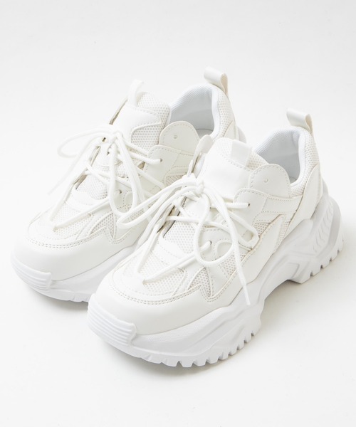 WEGO(ウィゴー)の「WEGO/デザインスニーカー(スニーカー・レディース・ホワイト/ブラック/ベージュ・LARGE/MEDIUM)」の12枚目の写真