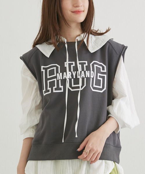 LAVEANGE(ラビアンジェ)の「スウェット ロゴプルオーバー(Tシャツ/カットソー・レディース・モカ/ミント/チャコールグレー・LL/M/3L/L/4L)」の2枚目の写真