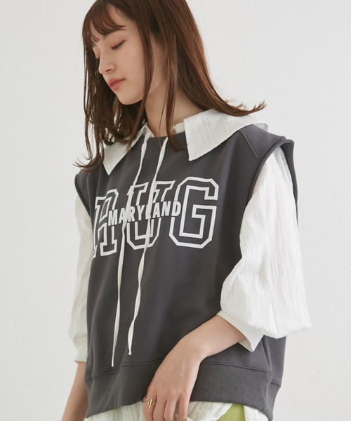 LAVEANGE(ラビアンジェ)の「スウェット ロゴプルオーバー(Tシャツ/カットソー・レディース・モカ/ミント/チャコールグレー・LL/M/3L/L/4L)」の4枚目の写真