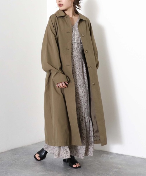 archives（アルシーヴ）の「ステンカラーコート（ステンカラーコート・レディース・ベージュ/グリーン/グレイッシュベージュ・MEDIUM）」の5枚目の写真
