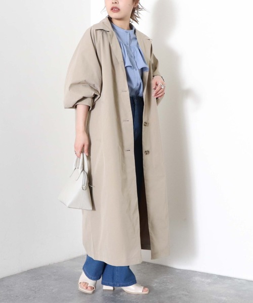 archives（アルシーヴ）の「ステンカラーコート（ステンカラーコート・レディース・ベージュ/グリーン/グレイッシュベージュ・MEDIUM）」の4枚目の写真