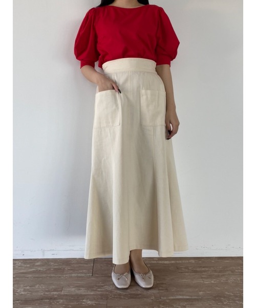 Areeam（アリーム）の「控えめな彼女に贈るパフスリーブトップス（Tシャツ/カットソー・レディース・ネイビー/ブラック/レッド/オフホワイト・FREE）」の7枚目の写真