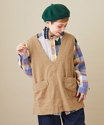 CUBE SUGAR | ツイル Ｖネック 無地 ベスト(ベスト)