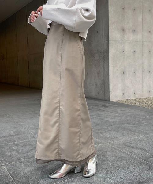 &g'aime（アンジェム）の「【&g’aime】シアーレイヤードタイトスカート（スカート・レディース・ブラック/グリーン/グレイッシュベージュ・FREE）」の19枚目の写真