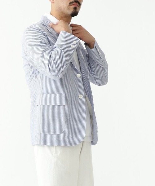 BEAMS PLUS（ビームスプラス）の「BEAMS PLUS / シアサッカー 3ボタン ジャケット（テーラードジャケット・メンズ・ネイビー/グレー/ブルー・SMALL/MEDIUM/LARGE/X-LARGE）」の3枚目の写真