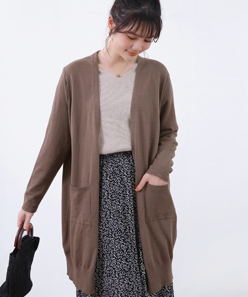 Doux Belle(ドゥーベル)の「ロングニットカーディガン(カーディガン/ボレロ・レディース・ダークブラウン/ダークグリーン/ライトグレー/ネイビー/ダークグレー/ブラック/キャメル・FREE)」の5枚目の写真