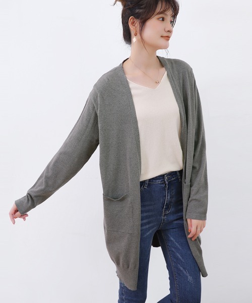 Doux Belle(ドゥーベル)の「ロングニットカーディガン(カーディガン/ボレロ・レディース・ダークブラウン/ダークグリーン/ライトグレー/ネイビー/ダークグレー/ブラック/キャメル・FREE)」の9枚目の写真
