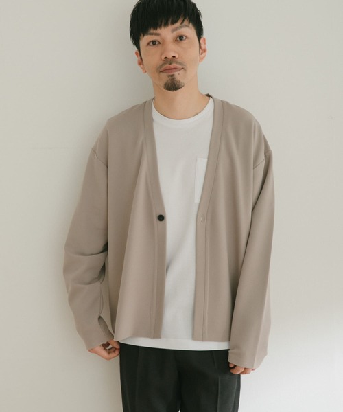 ITEMS URBANRESEARCH（アイテムズ アーバンリサーチ）の「エステルツイル ダブルフェイスカーディガン（カーディガン/ボレロ・メンズ・ブラック/ベージュ/グレー・MEDIUM/LARGE）」の3枚目の写真