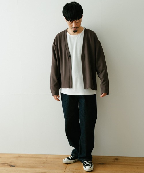 ITEMS URBANRESEARCH（アイテムズ アーバンリサーチ）の「エステルツイル ダブルフェイスカーディガン（カーディガン/ボレロ・メンズ・ブラック/ベージュ/グレー・MEDIUM/LARGE）」の5枚目の写真