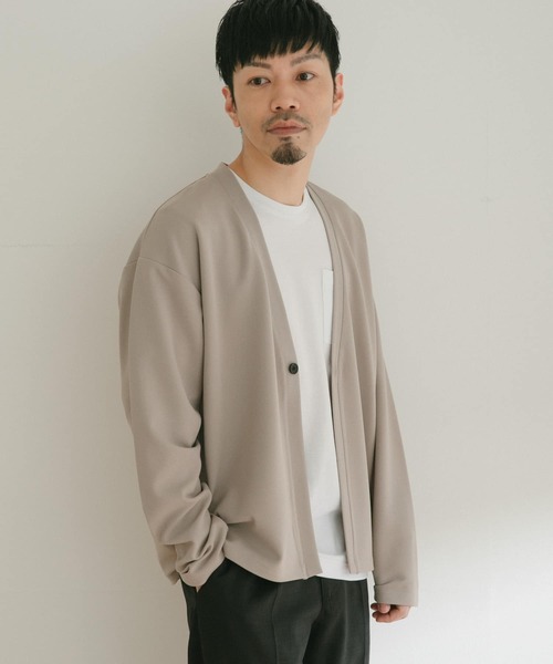 ITEMS URBANRESEARCH（アイテムズ アーバンリサーチ）の「エステルツイル ダブルフェイスカーディガン（カーディガン/ボレロ・メンズ・ブラック/ベージュ/グレー・MEDIUM/LARGE）」の6枚目の写真