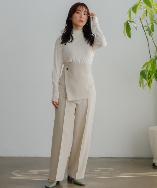 LADYMADE(レディメイド)の「ビスチェベルトSETストレートパンツ(スラックス・レディース・カーキ/グレー系その他/ライトベージュ・S/M)」の4枚目の写真