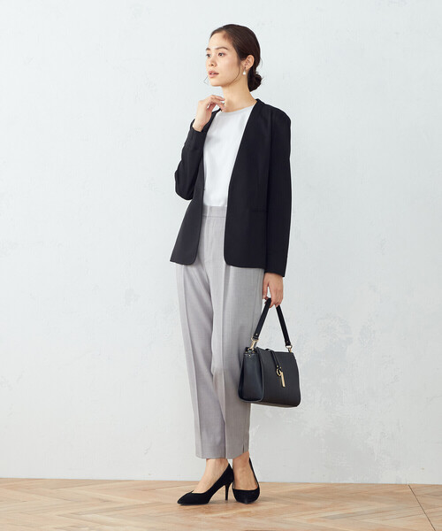 COMME CA ISM（コムサイズム）の「鹿の子　ノーカラージャケット（ノーカラージャケット・レディース・ライトグレー/ブラック/ネイビー・X-SMALL/SMALL/MEDIUM/LARGE/X-LARGE）」の4枚目の写真