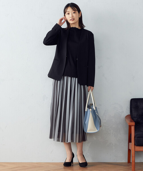 COMME CA ISM（コムサイズム）の「鹿の子　ノーカラージャケット（ノーカラージャケット・レディース・ライトグレー/ブラック/ネイビー・X-SMALL/SMALL/MEDIUM/LARGE/X-LARGE）」の5枚目の写真