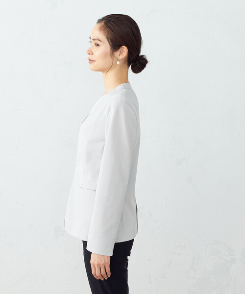 COMME CA ISM（コムサイズム）の「鹿の子　ノーカラージャケット（ノーカラージャケット・レディース・ライトグレー/ブラック/ネイビー・X-SMALL/SMALL/MEDIUM/LARGE/X-LARGE）」の12枚目の写真