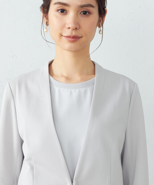 COMME CA ISM（コムサイズム）の「鹿の子　ノーカラージャケット（ノーカラージャケット・レディース・ライトグレー/ブラック/ネイビー・X-SMALL/SMALL/MEDIUM/LARGE/X-LARGE）」の14枚目の写真