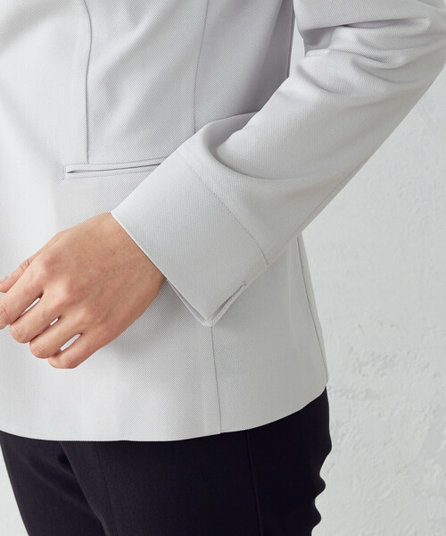 COMME CA ISM（コムサイズム）の「鹿の子　ノーカラージャケット（ノーカラージャケット・レディース・ライトグレー/ブラック/ネイビー・X-SMALL/SMALL/MEDIUM/LARGE/X-LARGE）」の15枚目の写真