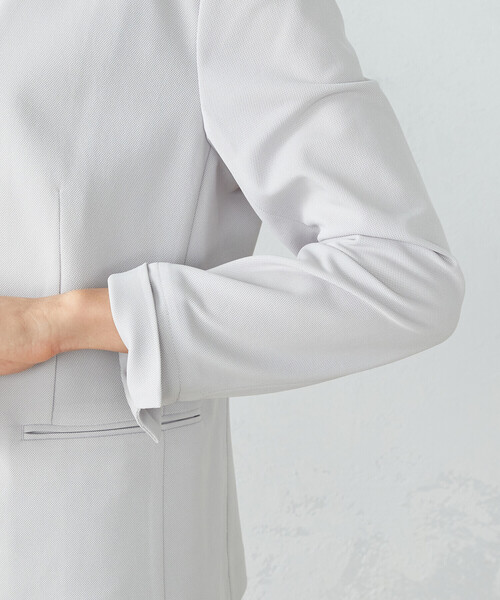 COMME CA ISM（コムサイズム）の「鹿の子　ノーカラージャケット（ノーカラージャケット・レディース・ライトグレー/ブラック/ネイビー・X-SMALL/SMALL/MEDIUM/LARGE/X-LARGE）」の16枚目の写真