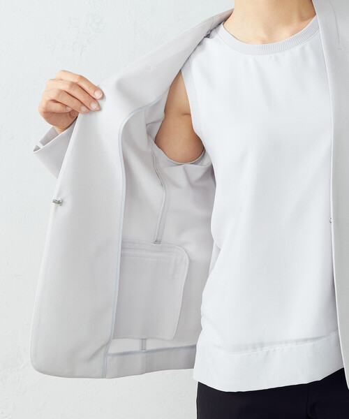 COMME CA ISM（コムサイズム）の「鹿の子　ノーカラージャケット（ノーカラージャケット・レディース・ライトグレー/ブラック/ネイビー・X-SMALL/SMALL/MEDIUM/LARGE/X-LARGE）」の19枚目の写真