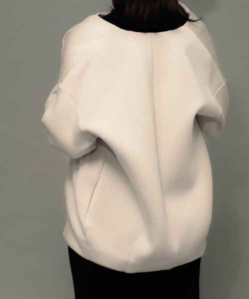 ottilie(オティーリエ)の「【 ottilie / オティーリエ 】 スナップボタンボンディングジャケット(ノーカラージャケット・レディース・ブラック/ナチュラル・FREE)」の7枚目の写真