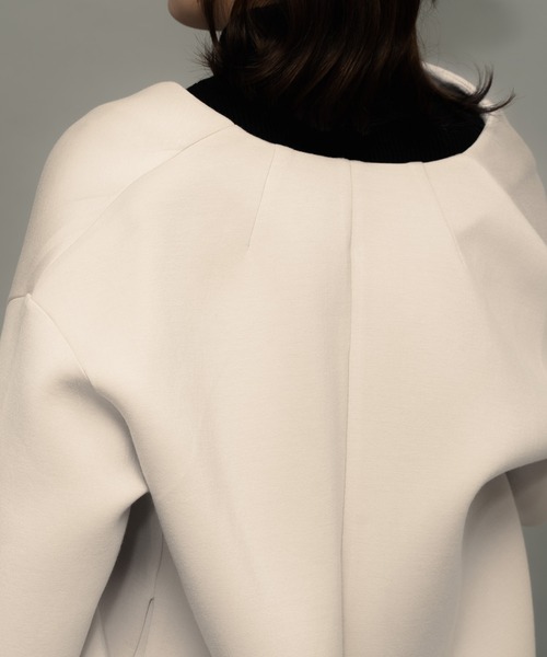 ottilie(オティーリエ)の「【 ottilie / オティーリエ 】 スナップボタンボンディングジャケット(ノーカラージャケット・レディース・ブラック/ナチュラル・FREE)」の8枚目の写真