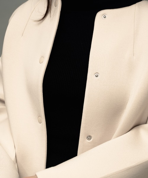 ottilie(オティーリエ)の「【 ottilie / オティーリエ 】 スナップボタンボンディングジャケット(ノーカラージャケット・レディース・ブラック/ナチュラル・FREE)」の11枚目の写真