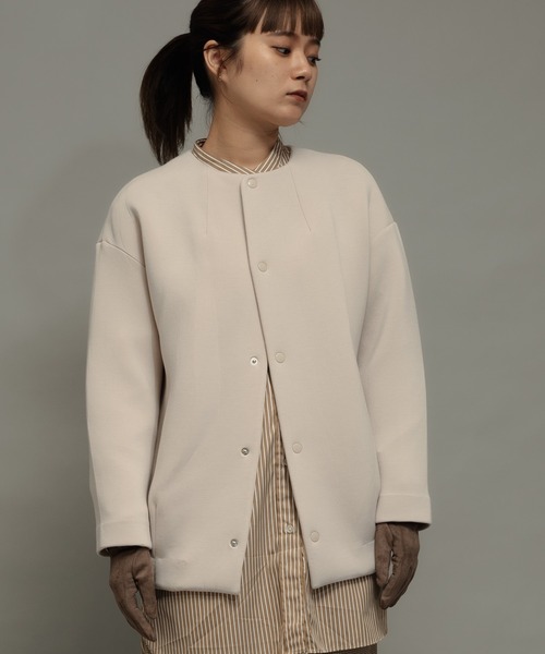 ottilie(オティーリエ)の「【 ottilie / オティーリエ 】 スナップボタンボンディングジャケット(ノーカラージャケット・レディース・ブラック/ナチュラル・FREE)」の14枚目の写真