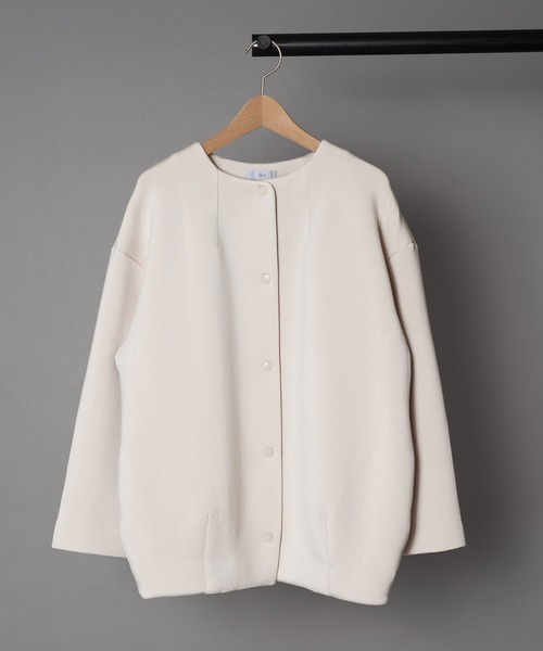 ottilie(オティーリエ)の「【 ottilie / オティーリエ 】 スナップボタンボンディングジャケット(ノーカラージャケット・レディース・ブラック/ナチュラル・FREE)」の16枚目の写真