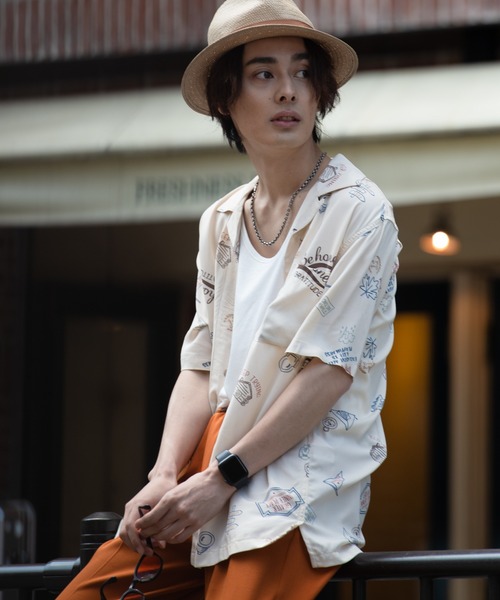 Blue Standard (ブルースタンダード)の「【BLUE STANDARD/ブルースタンダード】 ひんやり接触冷感 レーヨン 総柄 開襟 オープンカラー プリントシャツ(シャツ/ブラウス・メンズ・その他5/その他6/その他7/その他8/その他9/その他10/その他11/その他12/その他13/その他14/その他/その他1/その他2/その他3/その他4・LARGE/X-LARGE/XX-LARGE/MEDIUM)」の8枚目の写真