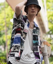 Blue Standard  | 【BLUE STANDARD/ブルースタンダード】　ひんやり接触冷感 　レーヨン　総柄　開襟　オープンカラー　プリントシャツ(シャツ/ブラウス)