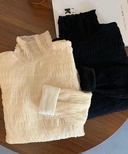 meJane(ミージェーン)の「シャーリングシアーハイネックトップス【ZOZOTOWN限定】(Tシャツ/カットソー・レディース・ブラック/オフホワイト・FREE)」の10枚目の写真
