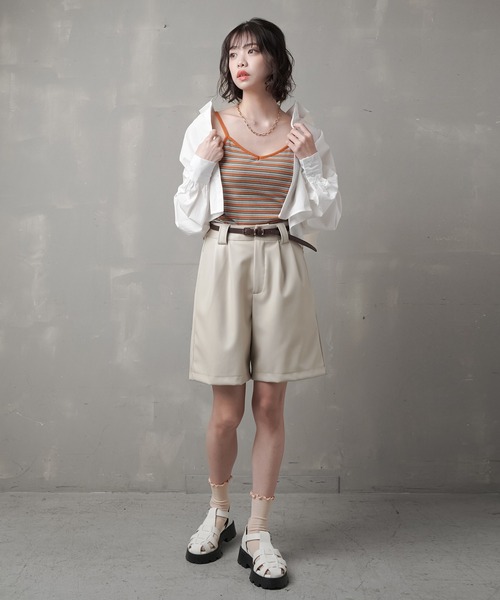 SPINNS（スピンズ）の「カップ付きマルチボーダー キャミソール