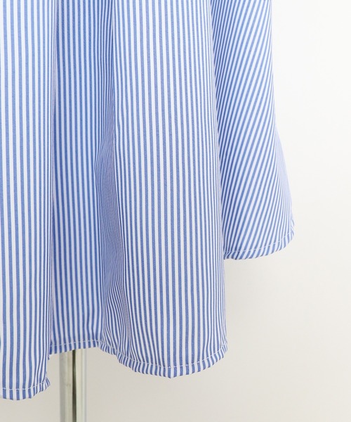 BLUEEAST（ブルーイースト）の「ボリュームスリーブストライプシャツワンピース（シャツワンピース・レディース・グリーン/ネイビー/サックスブルー/ピンク・MEDIUM）」の8枚目の写真