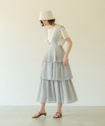 idem | sheer check tiered jumper skirt/シアーチェックティアードジャンスカ(ジャンパースカート)